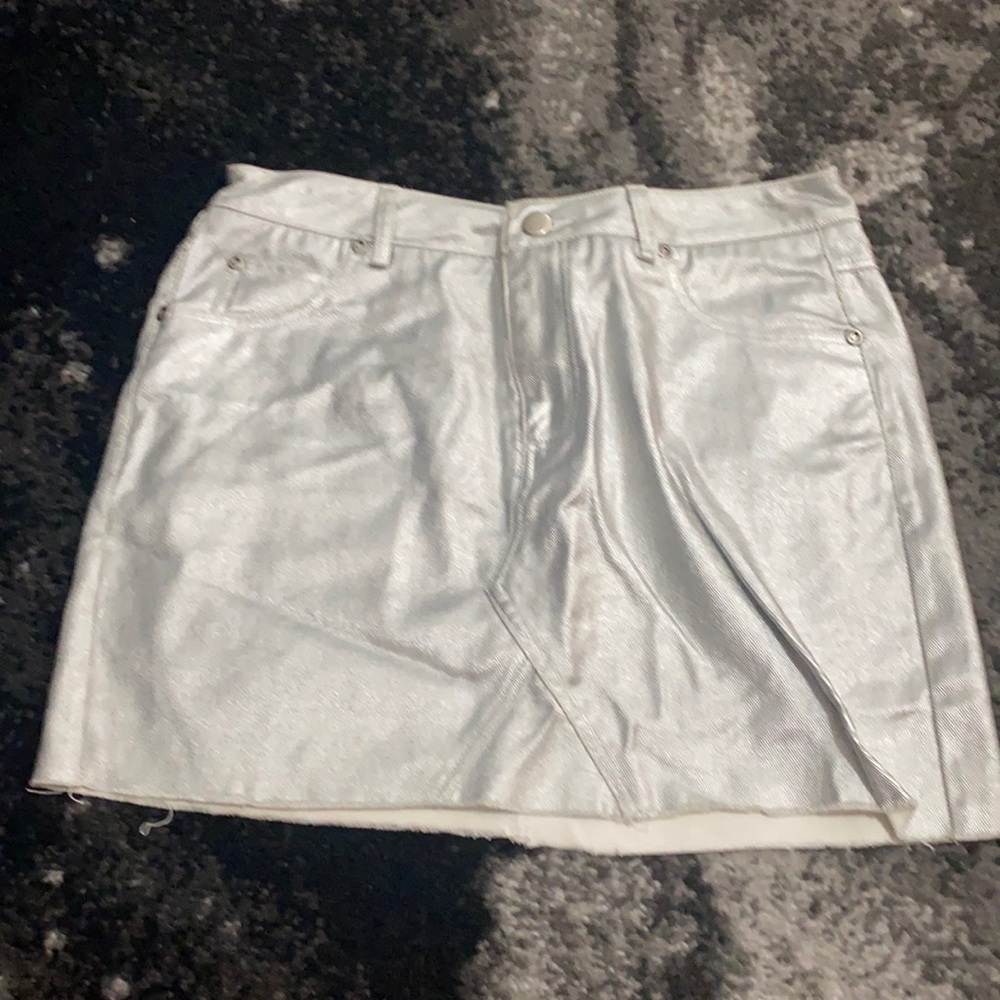 Silver denim skirt